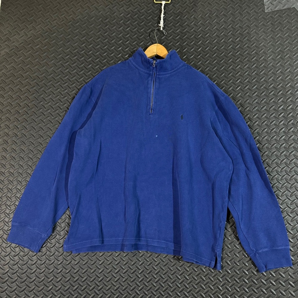 Polo Ralph Lauren Blue Quarter Zip Long Sleeve Pullover Sweater Men's Size XL